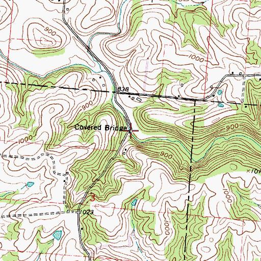 Topographic Map of Jacks Hollow Bridge, OH
