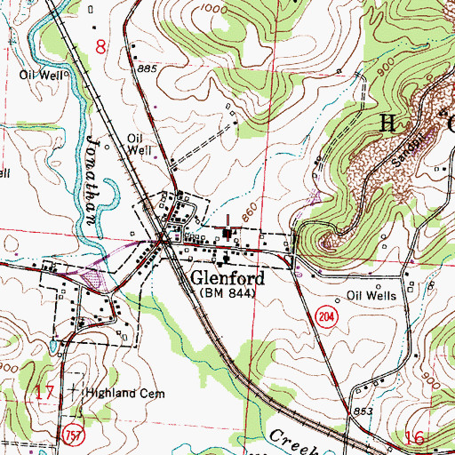 Topographic Map of Glenford Elementary School, OH