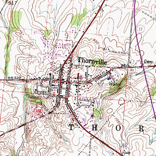 Topographic Map of Thornville Elementary School, OH
