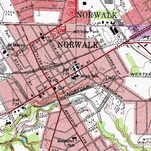Topographic Map of Norwalk High School, OH