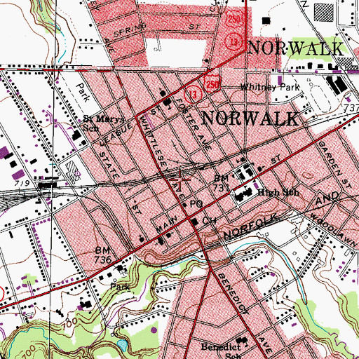 Topographic Map of Norwalk City Hall, OH