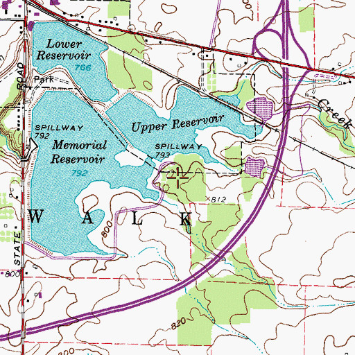 Topographic Map of Memorial Lake Park, OH