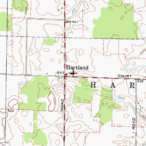Topographic Map of Hartland Elementary School, OH