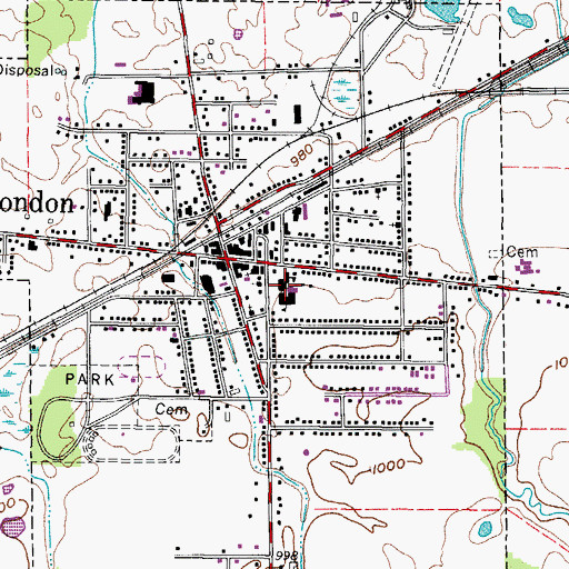 Topographic Map of New London Elementary School, OH