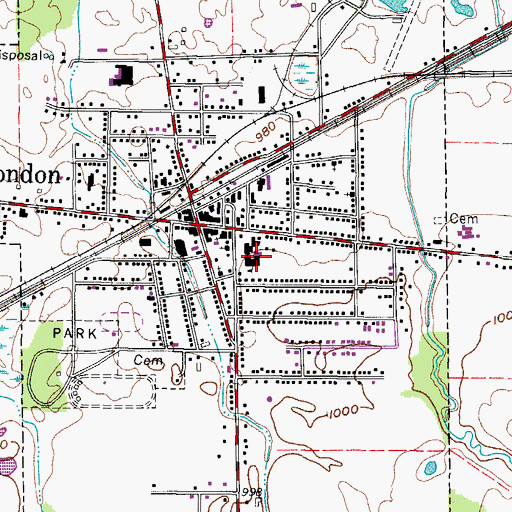 Topographic Map of New London High School, OH