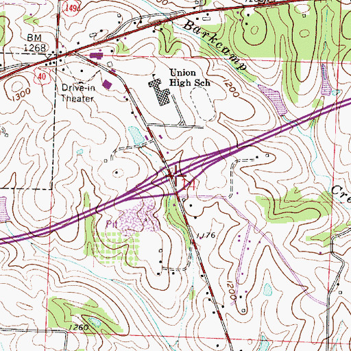 Topographic Map of Interchange 208, OH