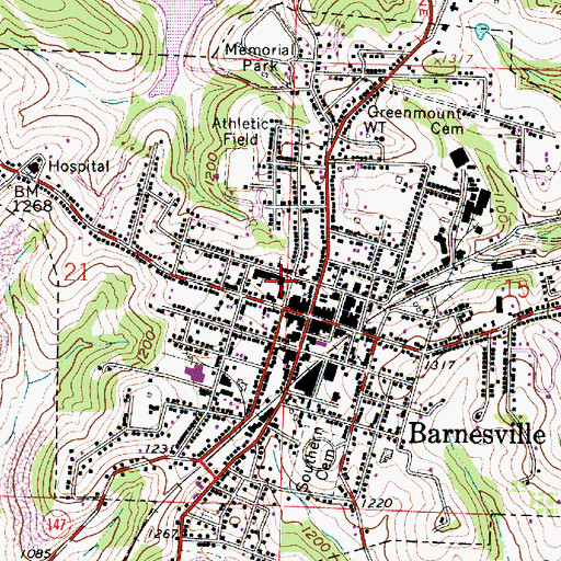Topographic Map of Barnesville Elementary School, OH