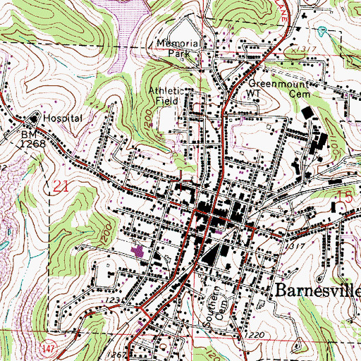 Topographic Map of Barnesville Middle School, OH