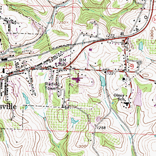 Topographic Map of Barnesville High School, OH