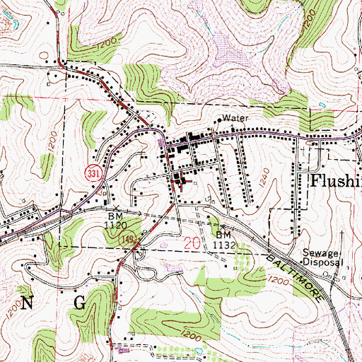 Topographic Map of Flushing Elementary School, OH