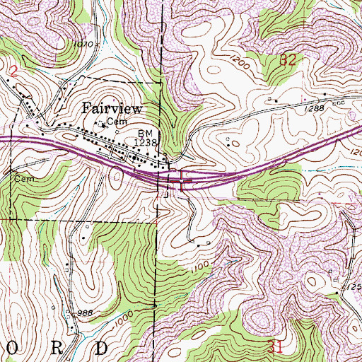 Topographic Map of Interchange 198, OH
