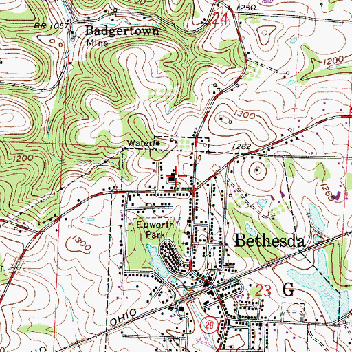 Topographic Map of Bethesda Elementary School, OH