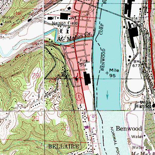 Topographic Map of First Ward Elementary School, OH