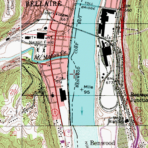 Topographic Map of McMahon Bar, OH