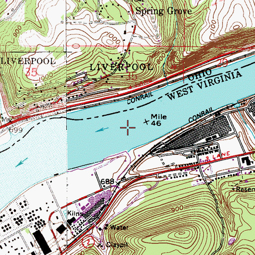 Topographic Map of Lock and Dam Number 8 (historical), OH