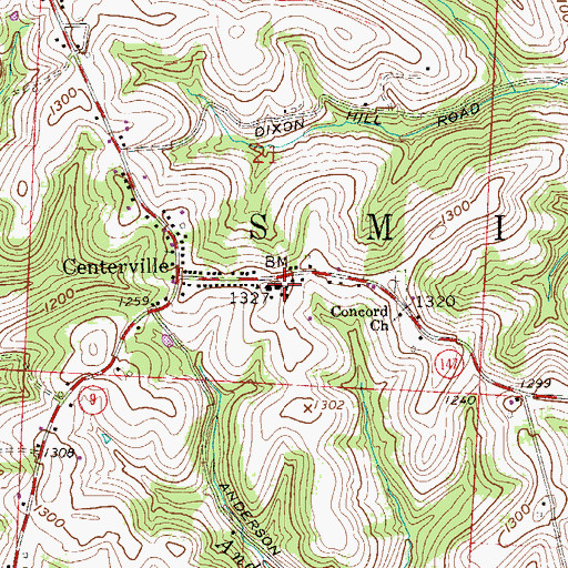 Topographic Map of Centerville Elementary School, OH