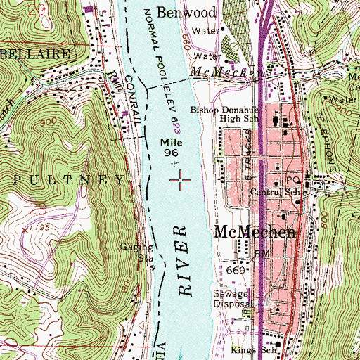 Topographic Map of Lock and Dam Number 13 (historical), OH