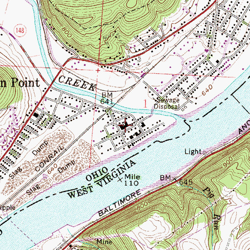 Topographic Map of Powhatan Elementary School, OH