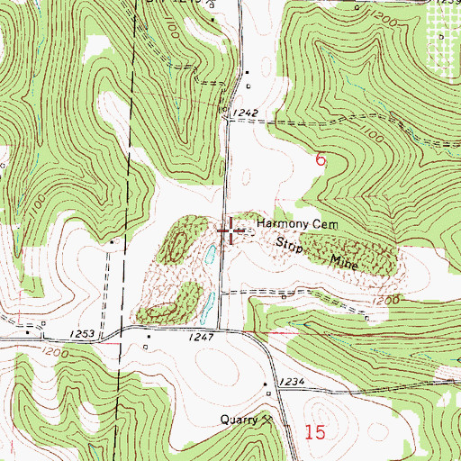 Topographic Map of Harmony Church (historical), OH