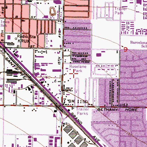 Topographic Map of Roselane Park, AZ
