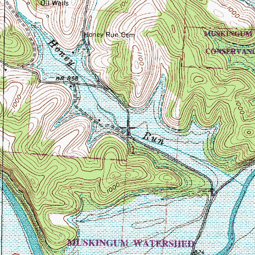 Topographic Map of Honey Run School (historical), OH