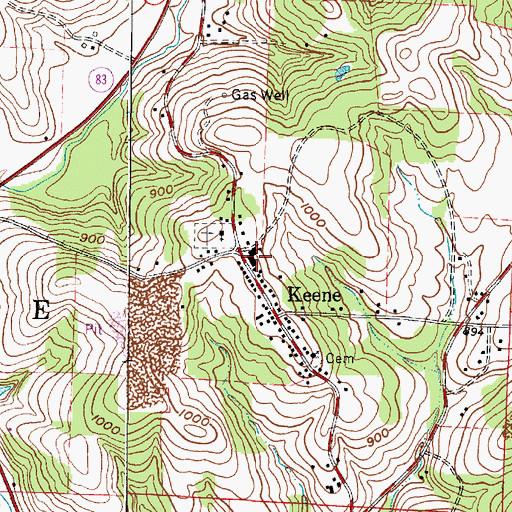 Topographic Map of Keene Elementary School, OH