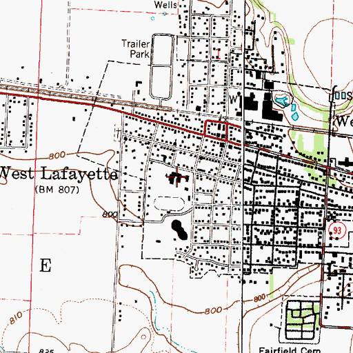 Topographic Map of West Lafayette Elementary School, OH