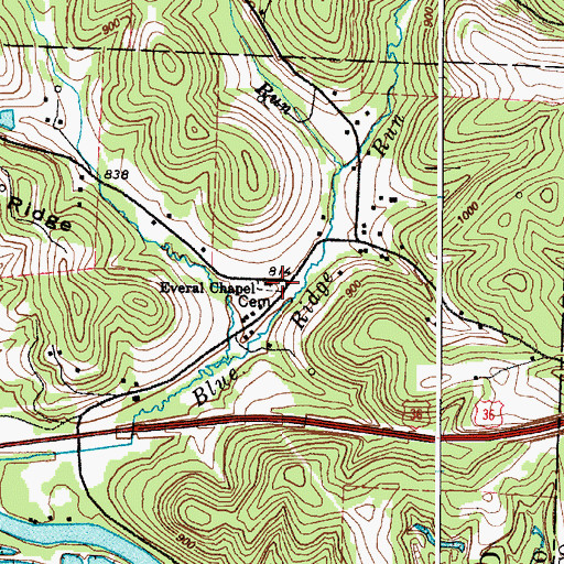 Topographic Map of Everal School (historical), OH
