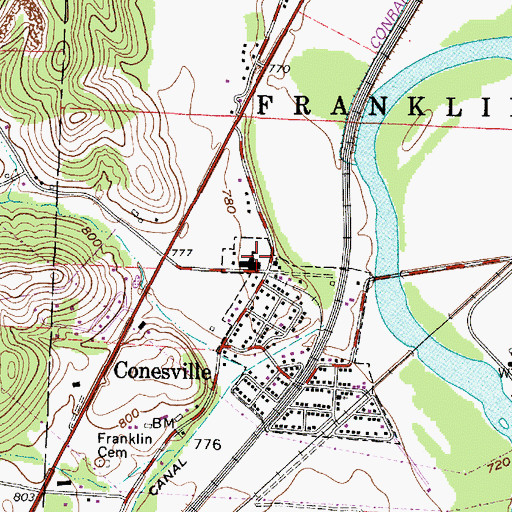 Topographic Map of Conesville Elementary School, OH