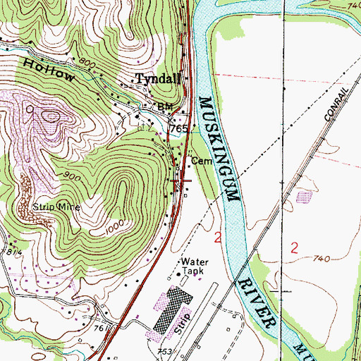 Topographic Map of Franklin, OH