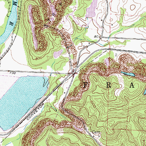 Topographic Map of Blue Row, OH