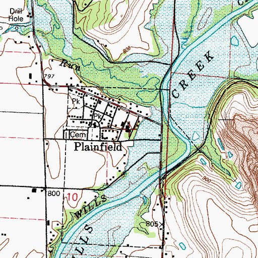 Topographic Map of Plainfield Elementary School, OH