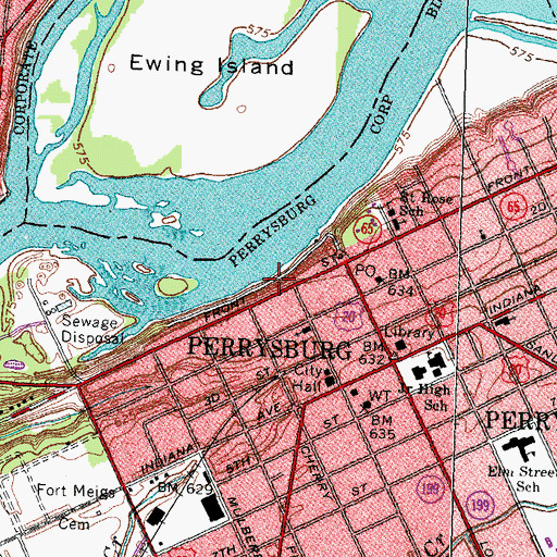Topographic Map of Riverside Park, OH