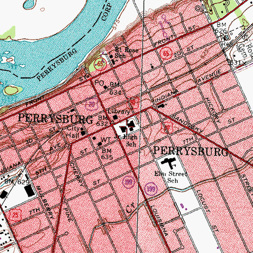 Topographic Map of Perrysburg Junior High School, OH
