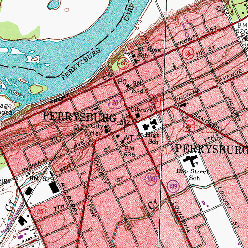 Topographic Map of Perrys Landing Shopping Center, OH