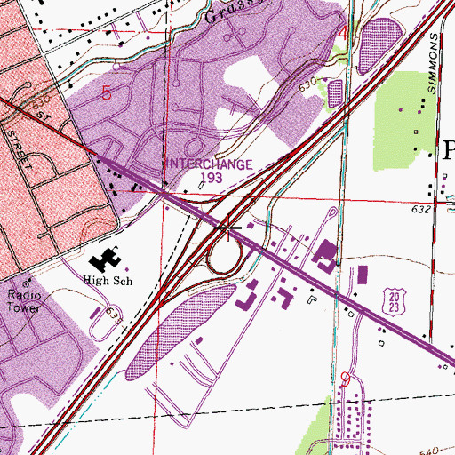 Topographic Map of Interchange 193, OH