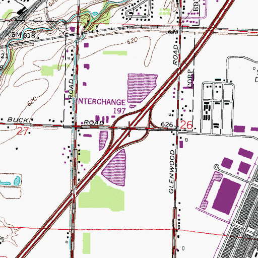 Topographic Map of Interchange 197, OH