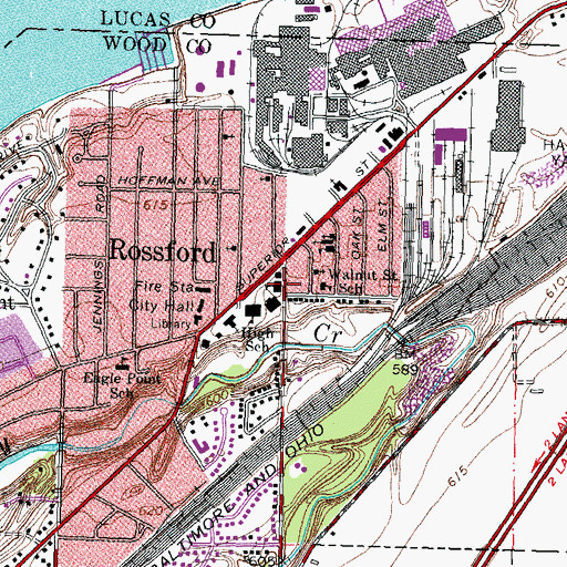 Topographic Map of Rossford Junior High School, OH