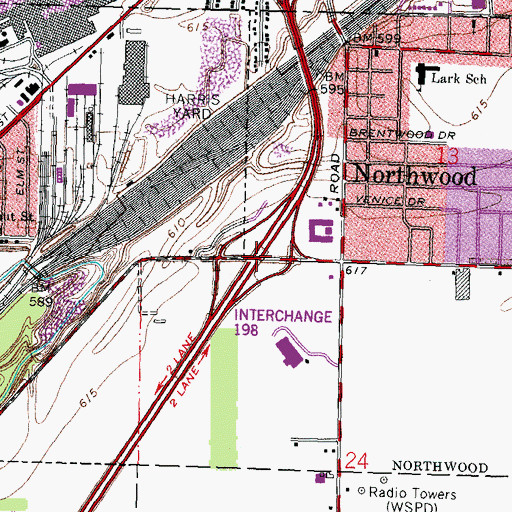 Topographic Map of Interchange 198, OH