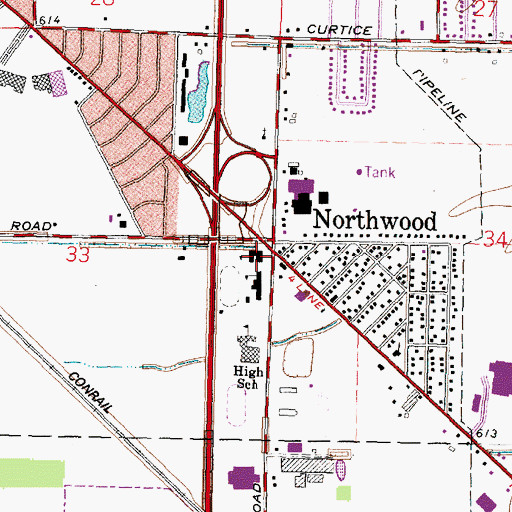 Topographic Map of Northwood Elementary School, OH