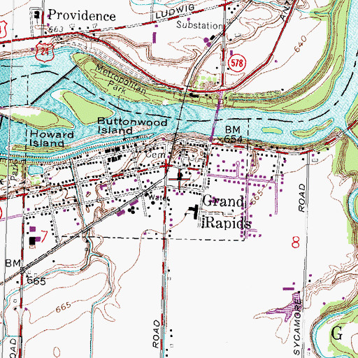 Topographic Map of Grand Rapids Elementary School, OH
