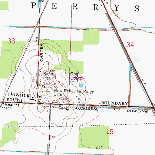 Topographic Map of Tanglewood Golf Course, OH