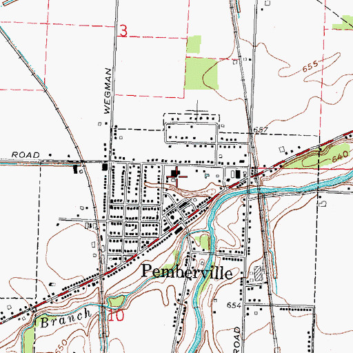 Topographic Map of Pemberville Elementary School, OH