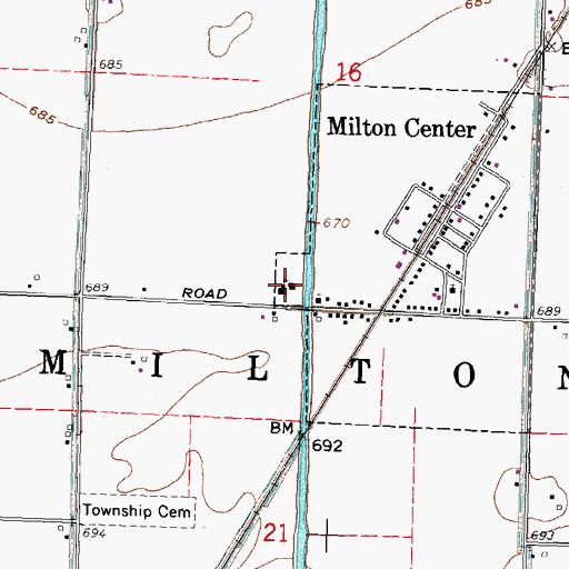Topographic Map of Milton Elementary School, OH