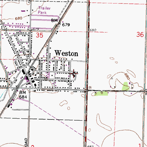 Topographic Map of Weston Elementary School, OH