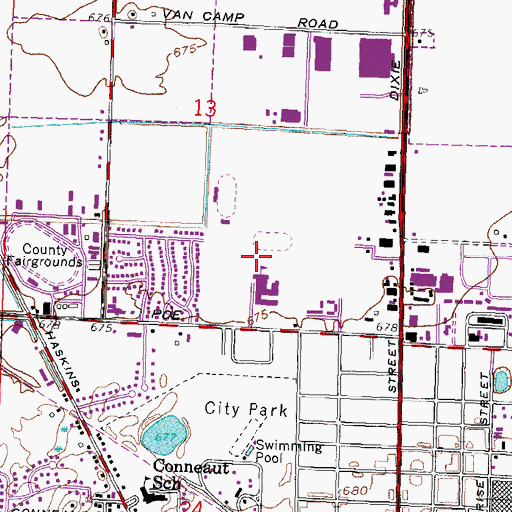 Topographic Map of Bowling Green Junior High School, OH