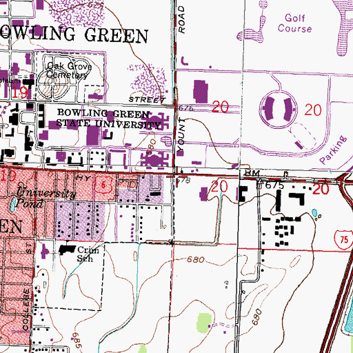Topographic Map of First United Methodist Church, OH