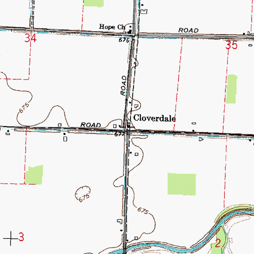 Topographic Map of Cloverdale United Methodist Church, OH