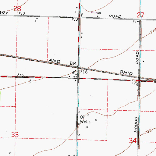 Topographic Map of Denver, OH