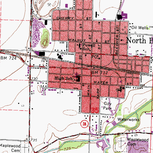 Topographic Map of North Baltimore Middle School, OH